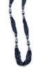 Multistrand Turkish Artisan Necklace - Sapphire Blue and Gray Pearls