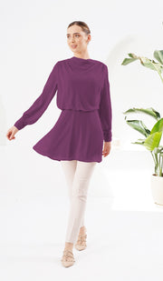 Myra Modest Chiffon Tunic Dress - Orchid