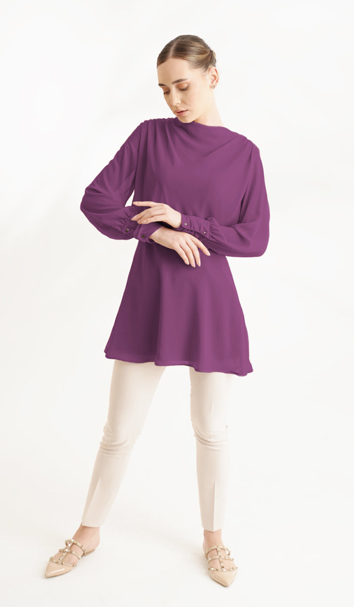purple tunic dresses NicoBlu Regine Long Tunic Dress in Lavender and Gold Embroidery 0
