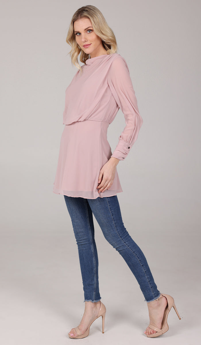 Myra Modest Chiffon Tunic Dress - Blush Pink| Muslim Clothing Myra Modest Chiffon Tunic Dress - Blush Pink| Muslim Clothing