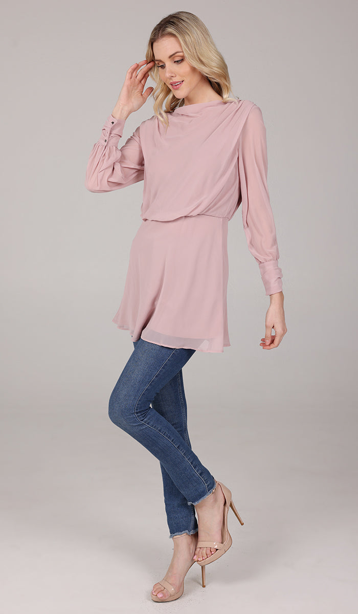Myra Modest Chiffon Tunic Dress - Blush Pink| Muslim Clothing Myra Modest Chiffon Tunic Dress - Blush Pink| Muslim Clothing