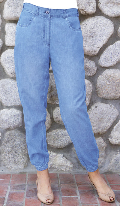 Pantalon de jogging en denim léger et élégant Myra - Bleu station - VENTE FINALE