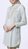 Robe tunique brodée Nadra principalement en coton - Menthe
