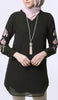 Nazmin Embroidered Long Tunic - Black