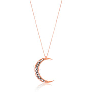 Nina Sterling Silver Crescent Moon Necklace - Rose Gold/ Antique