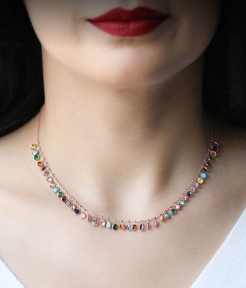 Collier shaker multicolore en argent sterling plaqué or Nour