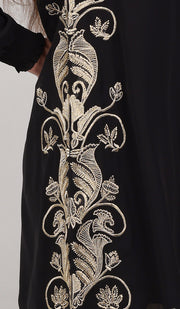 Nyla Gold Embellished Long Modest Tunic - Black