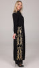 Nyla Modest Long Formal Gold Embellished Maxi Dress - Black