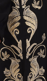Nyla - Robe longue formelle modeste et longue ornée d'or - Noir