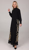 Nyla Modest Long Formal Gold Embellished Maxi Dress - Black - FINAL SALE