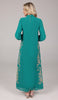 Nyla Modest Long Formal Gold Embellished Maxi Dress - Teal