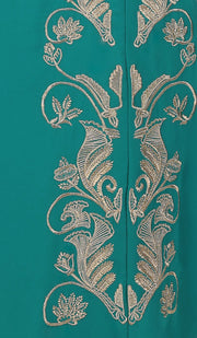 Nyla Modest Long Formal Gold Embellished Maxi Dress - Teal
