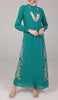 Nyla Modest Long Formal Gold Embellished Maxi Dress - Teal