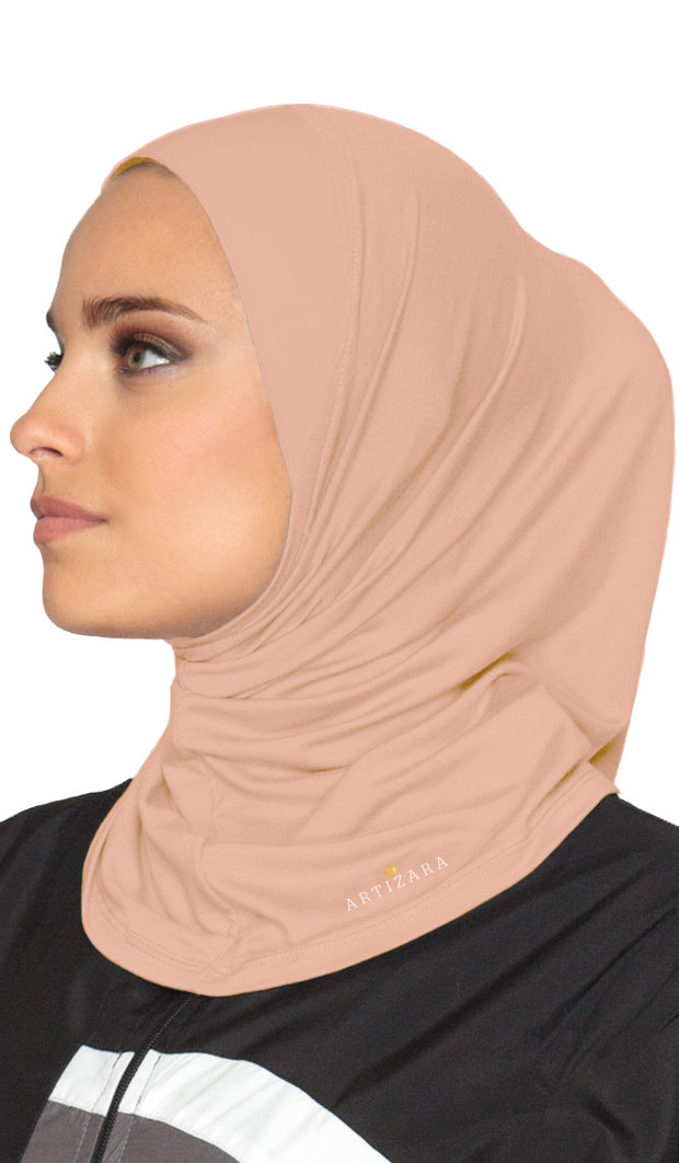 One Piece Stretch Sports Hijab - Blush