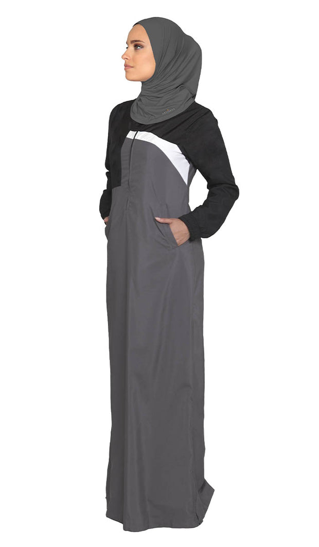 One Piece Stretch Sports Hijab - Charcoal Heather