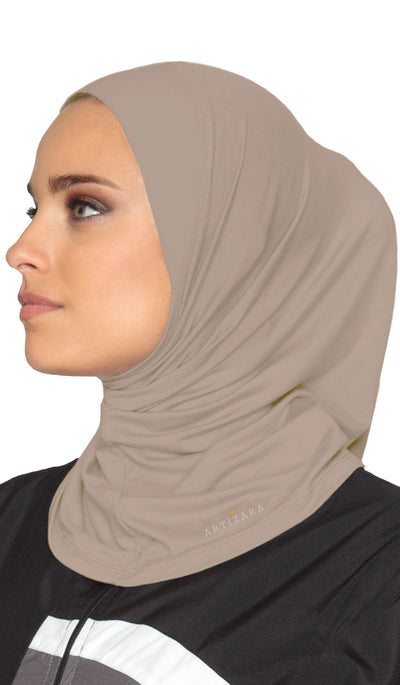 Hijab de sport extensible une pièce - Moka