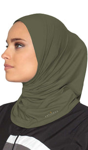 Hijab de sport extensible une pièce - Olive