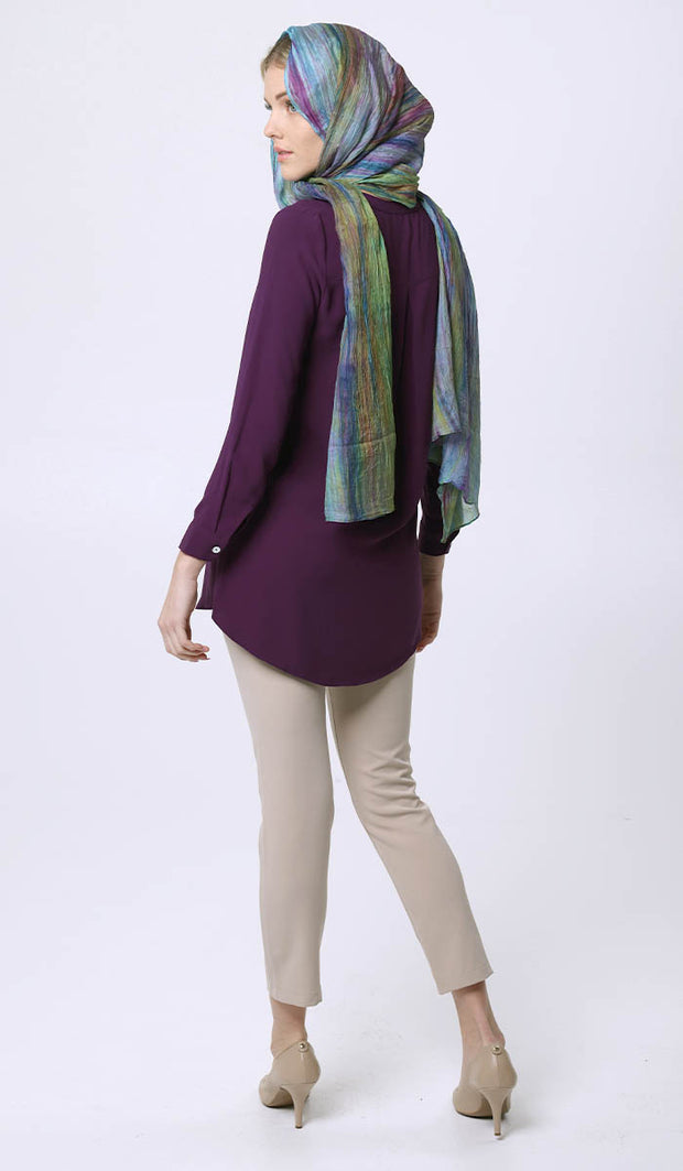 Parisa Long Modest Everyday Tunic - Purple - FINAL SALE