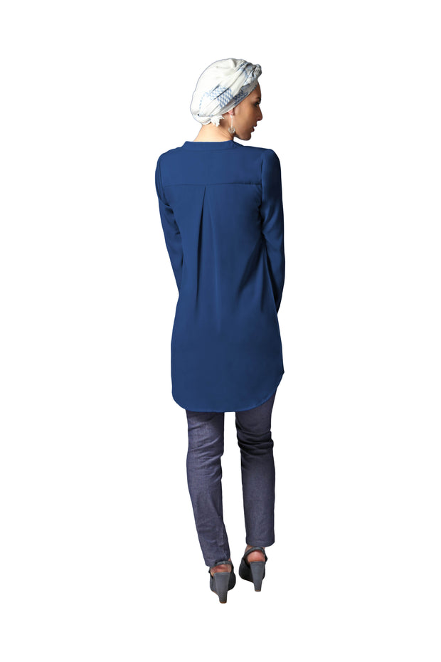 Parisa Long Modest Everyday Tunic - Marina Blue