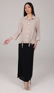 Parvin Pinstripe Button-down Shirt - Mocha