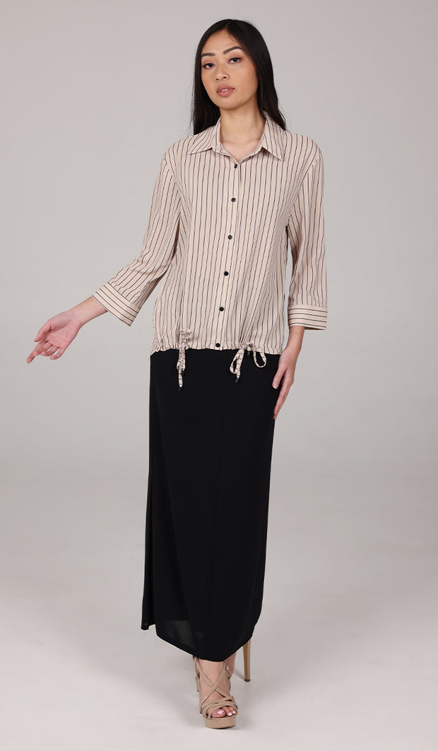 Parvin Pinstripe Button-down Shirt - Mocha