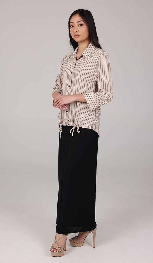 Parvin Pinstripe Button-down Shirt - Mocha