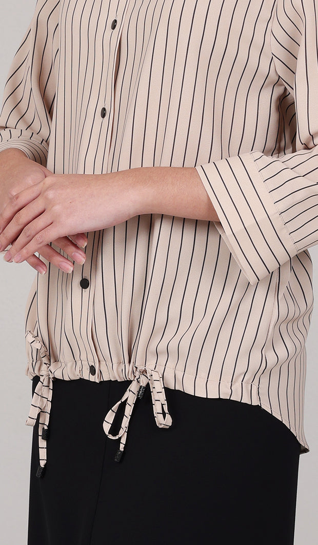 Parvin Pinstripe Button-down Shirt - Mocha