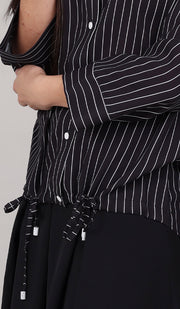 Parvin Chemise boutonnée à fines rayures - Noir