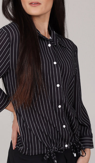 Parvin Pinstripe Button-down Shirt - Black