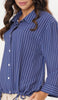 Chemise boutonnée à fines rayures Parvin - Marine