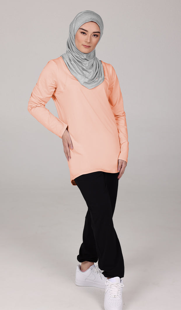 T-shirt modeste à manches longues Peachy Soft - Abricot