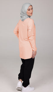 Peachy Soft Long Sleeve Modest T Shirt - Apricot