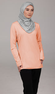 Peachy Soft Long Sleeve Modest T Shirt - Apricot