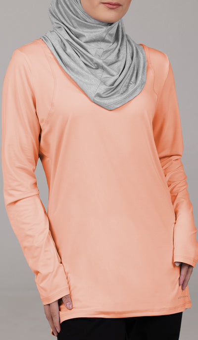 Peachy Soft Long Sleeve Modest T Shirt - Apricot