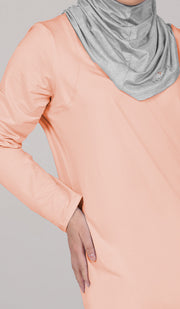 Peachy Soft Long Sleeve Modest T Shirt - Apricot