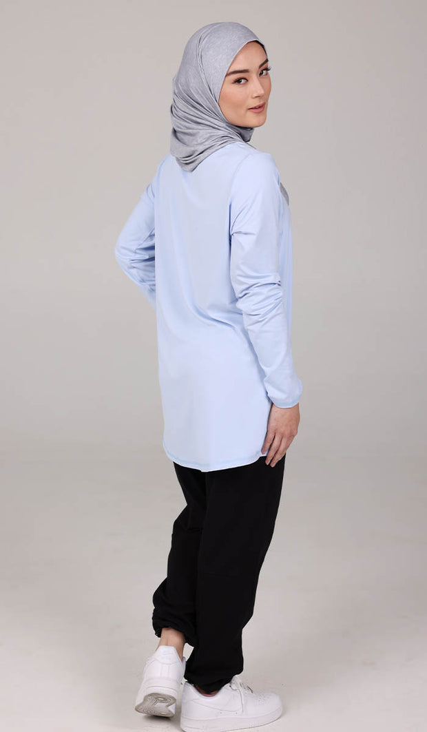 Peachy Soft Long Sleeve Modest T Shirt - Sky