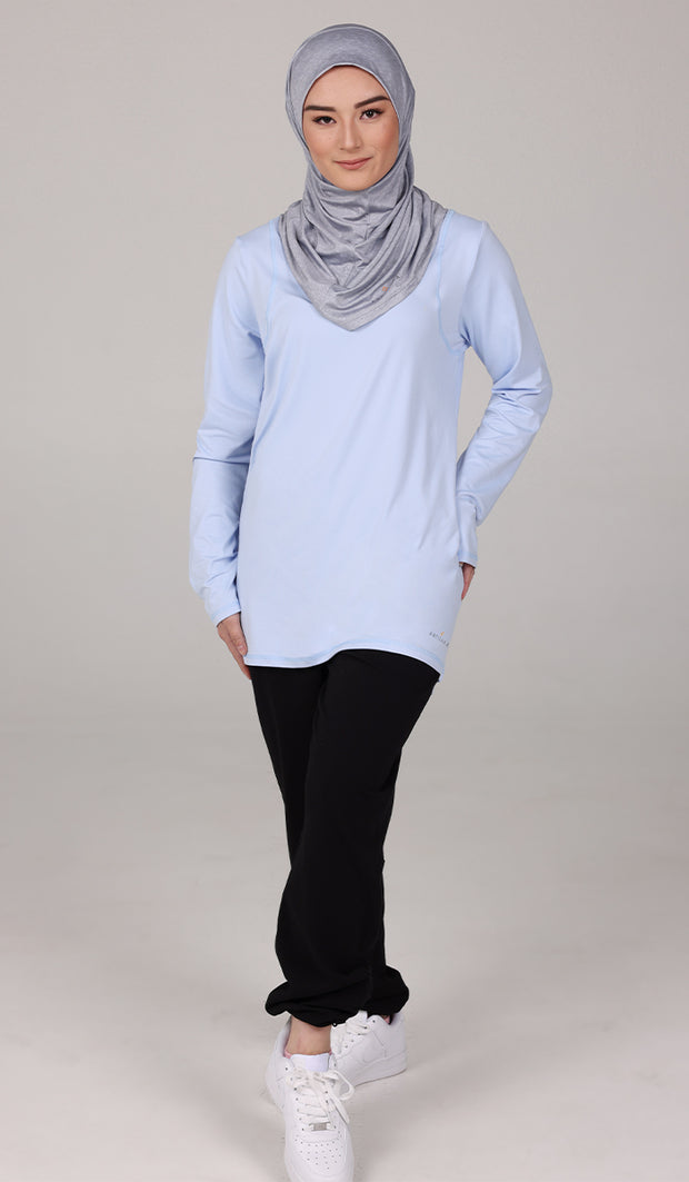 Peachy Soft Long Sleeve Modest T Shirt - Sky