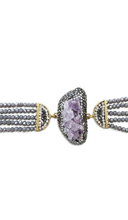 Bracelet de déclaration de géode d’améthyste violette