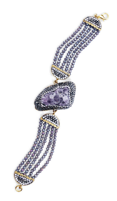 Purple Amethyst Geode Statement Bracelet