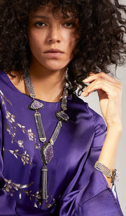 Bracelet de déclaration de géode d’améthyste violette