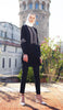 Razia Embroidered Long Modest Tunic - Black