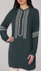 Razia Embroidered Long Modest Tunic - Forest