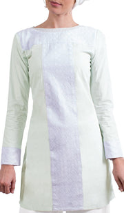 Rita Long Eyelet Accent Fine Cotton Tunic - Ice Green Details