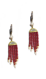 Boucles d'oreilles lustre à pampilles turques rouge rubis