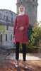 Rula Embroidered Long Modest Tunic - Antique Rose