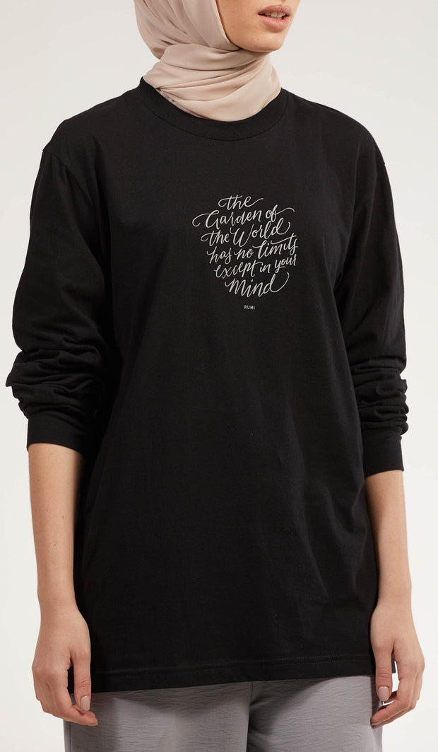 Rumi Quotes Fine Long Sleeve Unisex T Shirt - World - Black