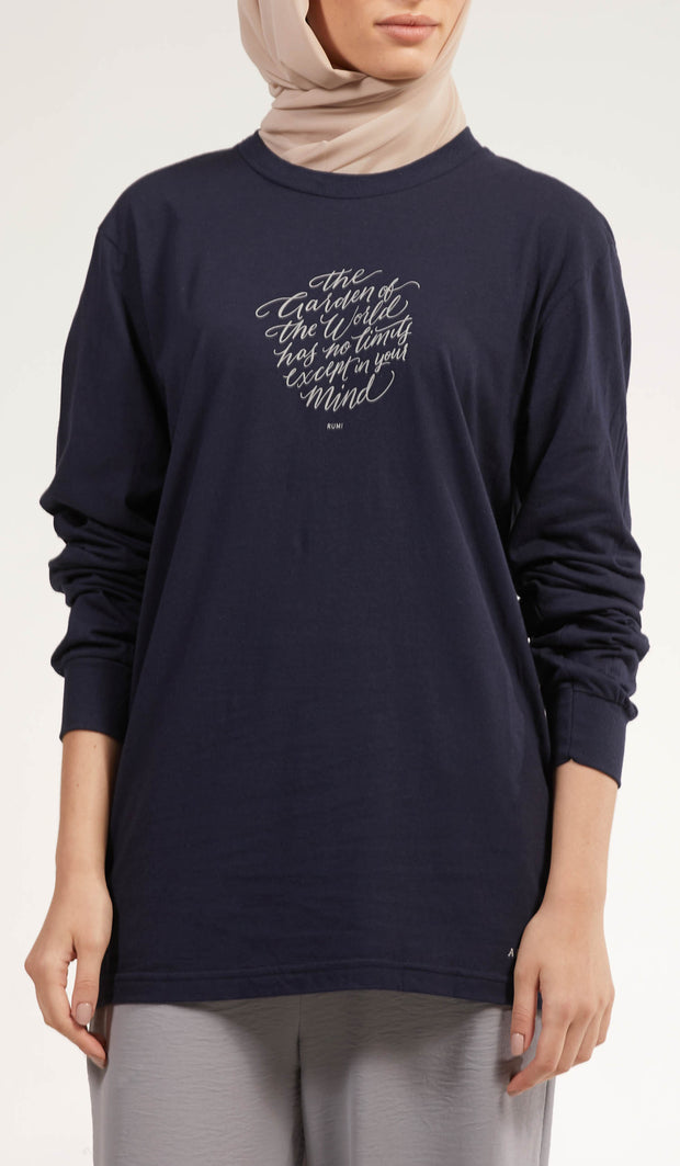 Rumi Quotes Fine Long Sleeve Unisex T Shirt - World - Navy
