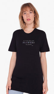 Rumi Quotes Fine T-shirt à manches courtes pour femmes - Fleurs - Noir