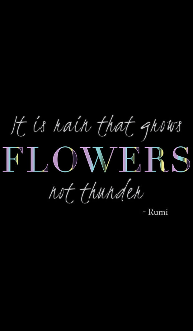 Rumi Quotes Fine T-shirt à manches courtes pour femmes - Fleurs - Noir