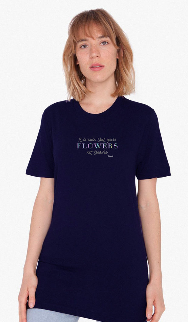 Rumi Quotes Fine T-shirt à manches courtes pour femmes - Fleurs - Marine